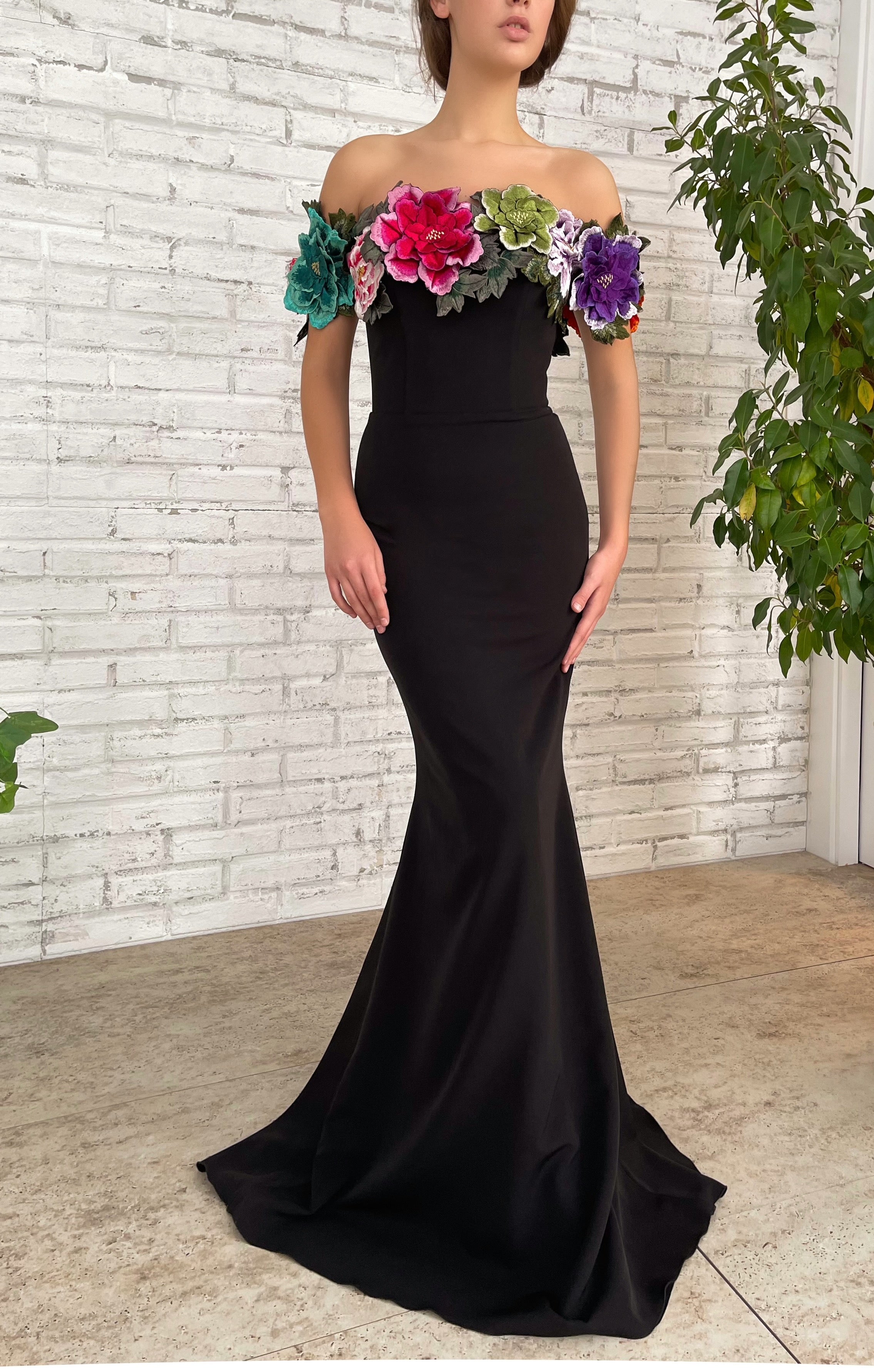Black Short Sleeves Mermaid Prom Evening Dress (00163300) - eDressit